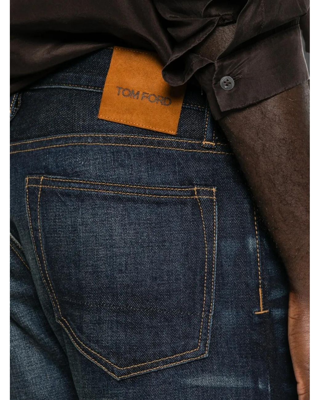 Tom Ford Blue Jeans With Belt Loops And Logo Patch for men