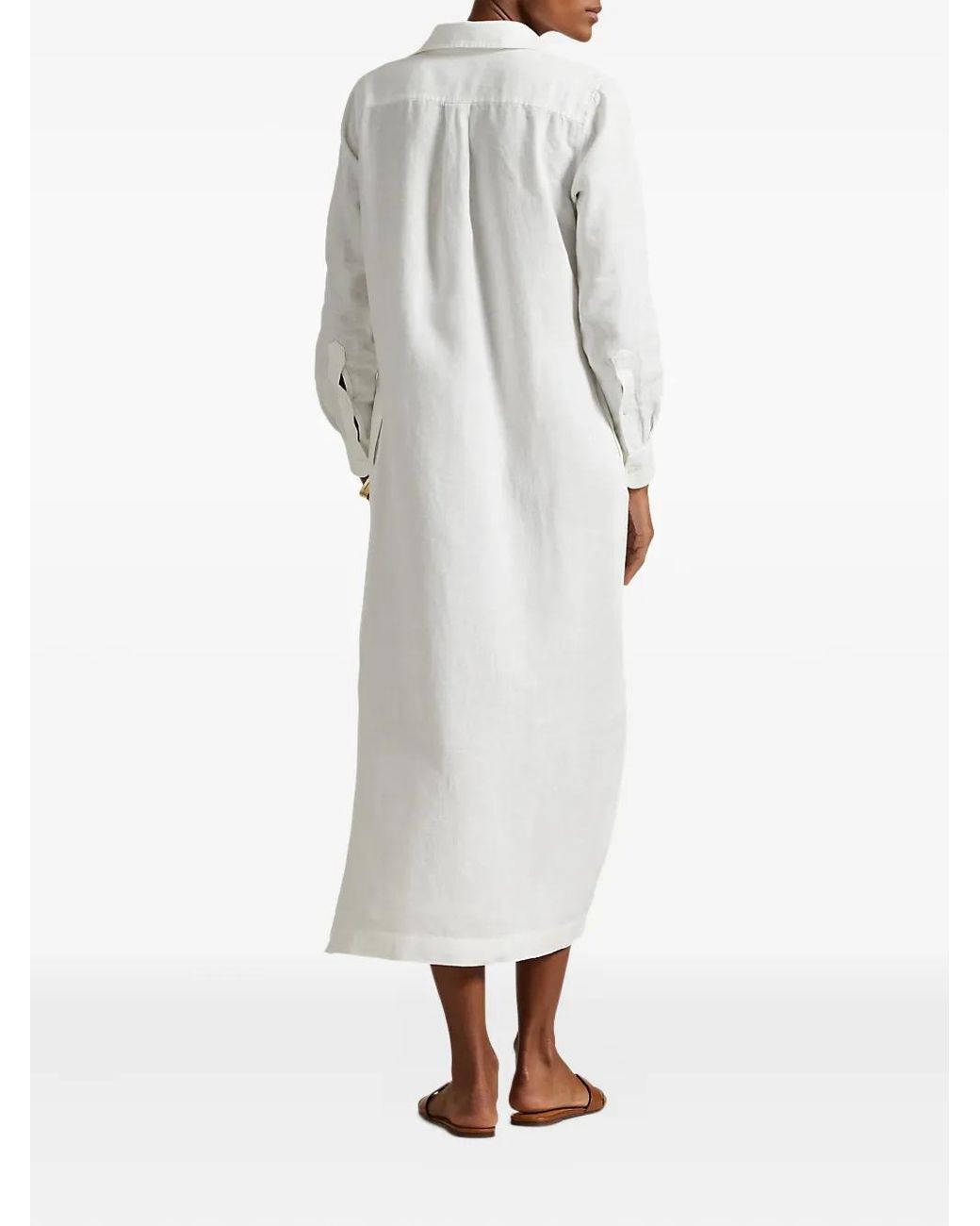 Polo Ralph Lauren Linen Dress in White | Lyst