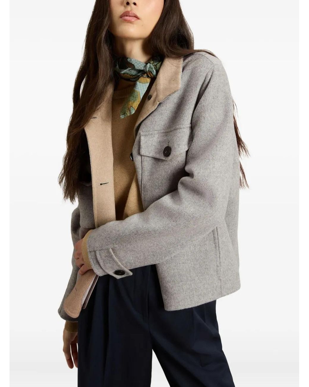 Woolrich Gray Double Flap-Pocket Long-Sleeve Jacket