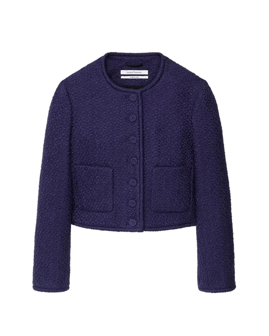 Another Tomorrow Blue Veste En Tweed À Coupe Crop