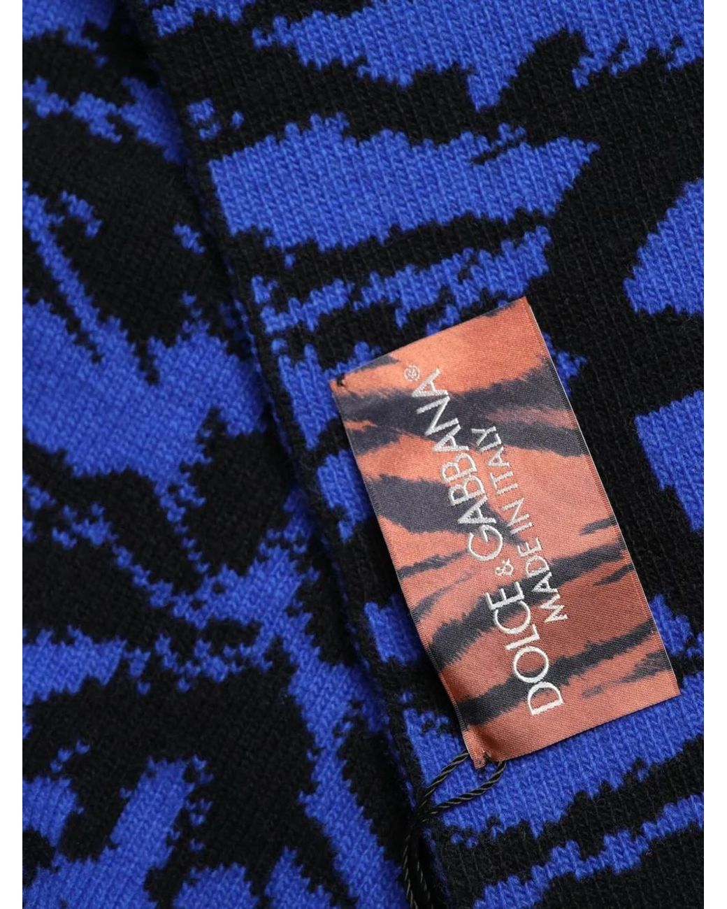 Dolce & Gabbana Blue Logo-Detail Scarf for men