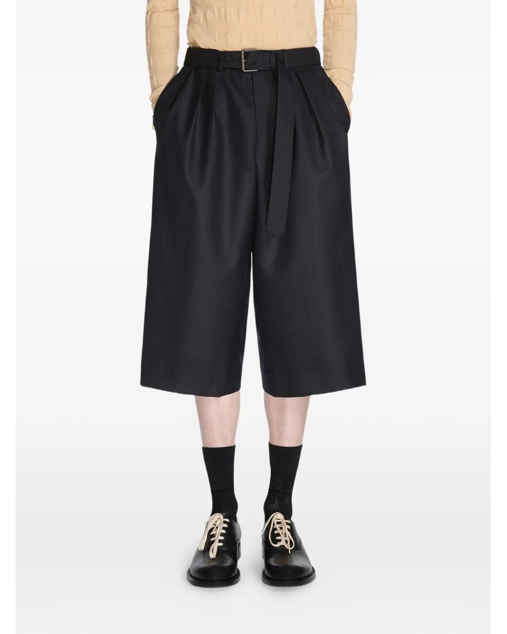 メンズ Dries Van Noten ベルテッド ショートパンツ ブラック | Lyst