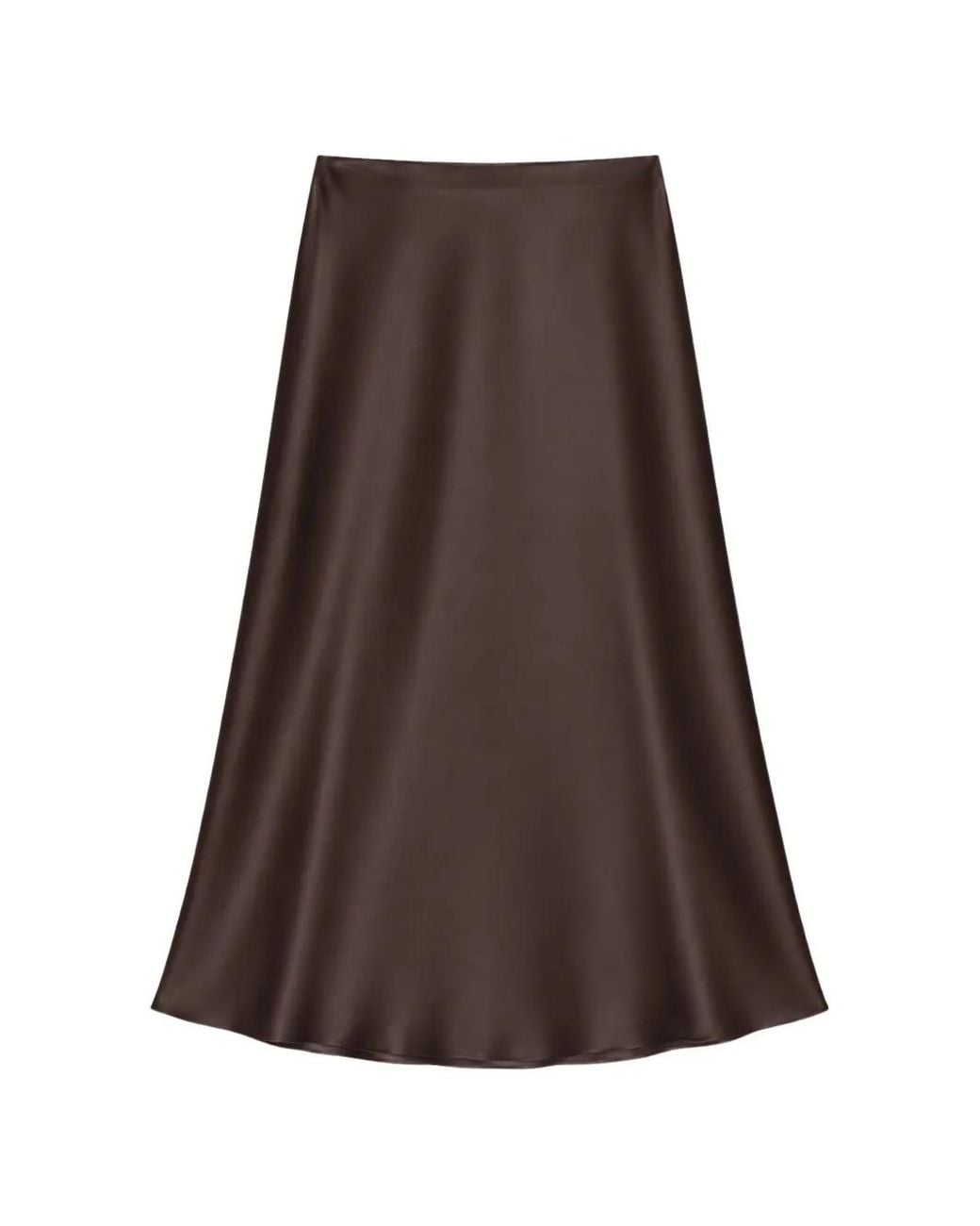 Clips Brown Satin-Finish A-Line Maxi Skirt