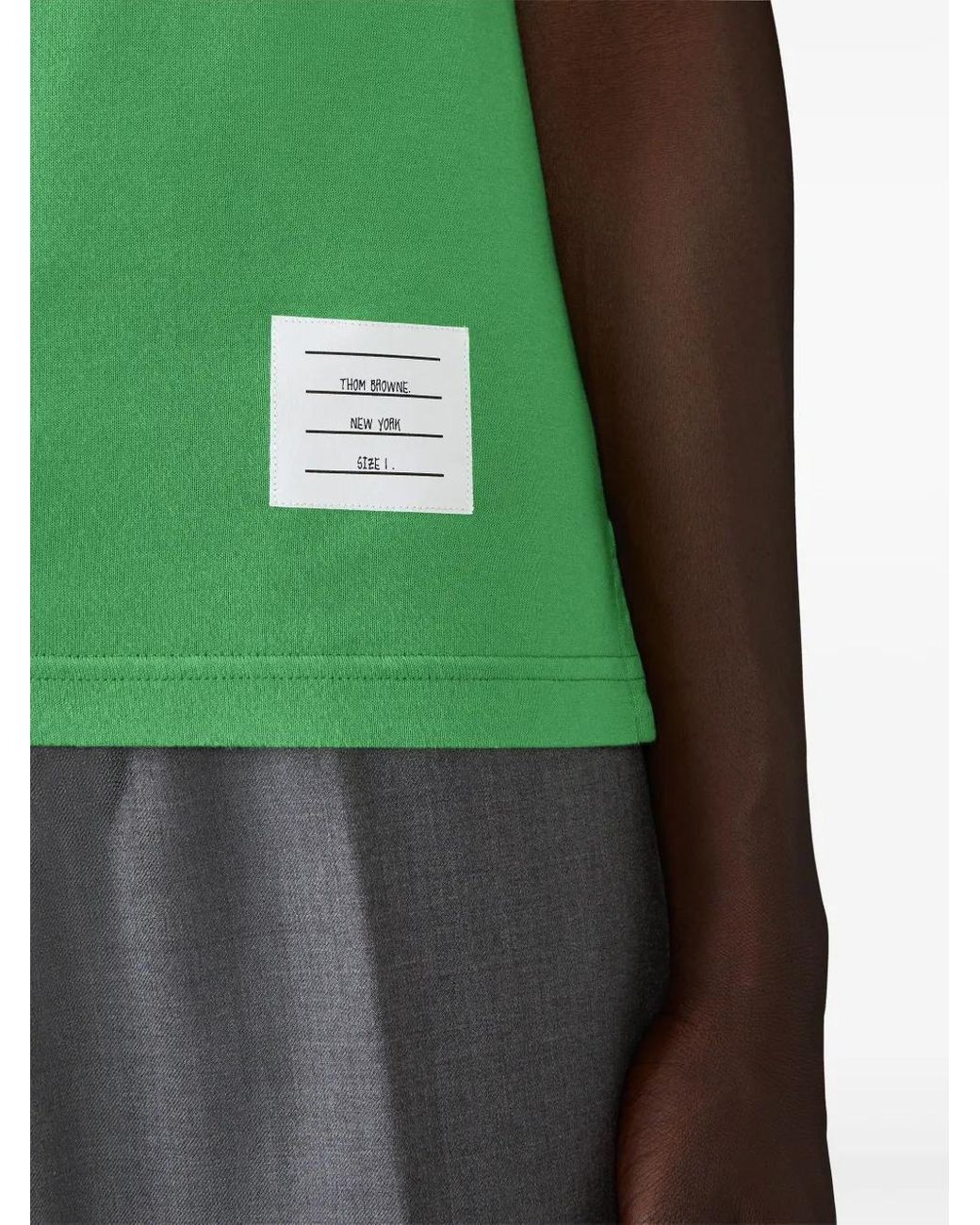Thom Browne Green Short-Sleeve T-Shirt With 4-Bar Detail for men