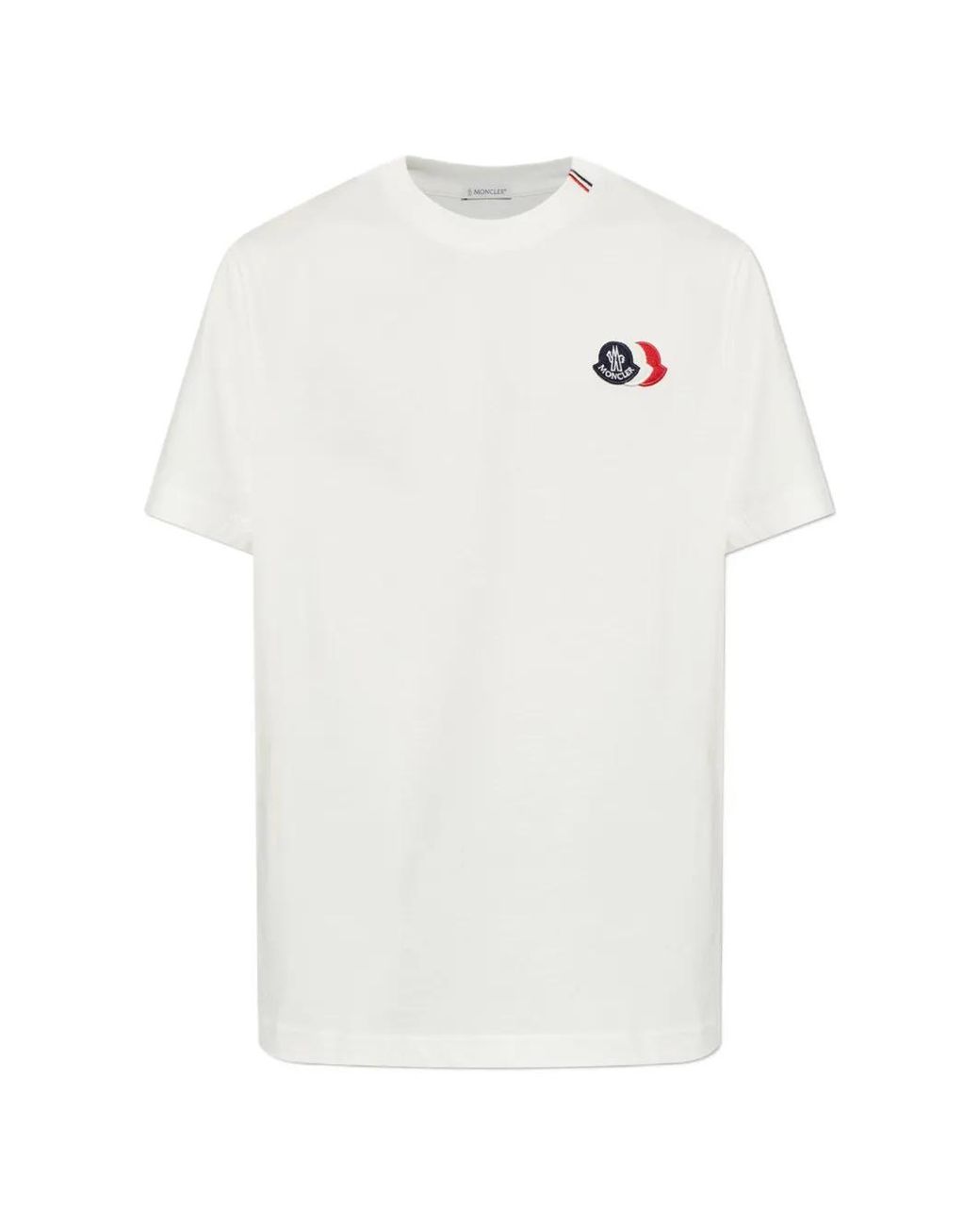 Moncler White Logo-Patch Short-Sleeve T-Shirt for men
