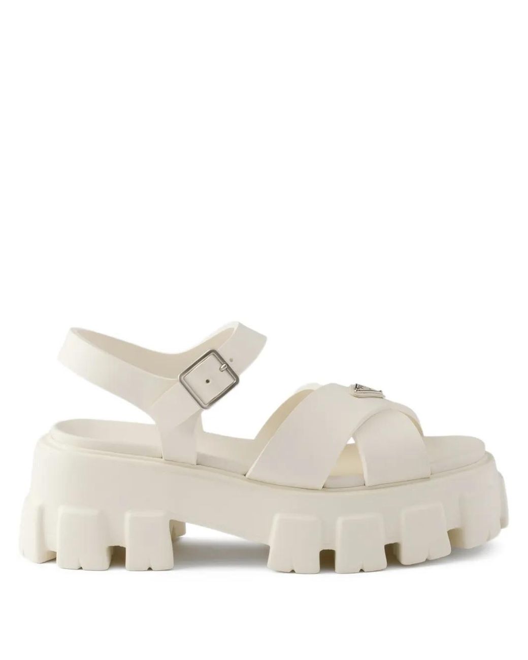 Prada Natural Sandales Monolith À Boucle