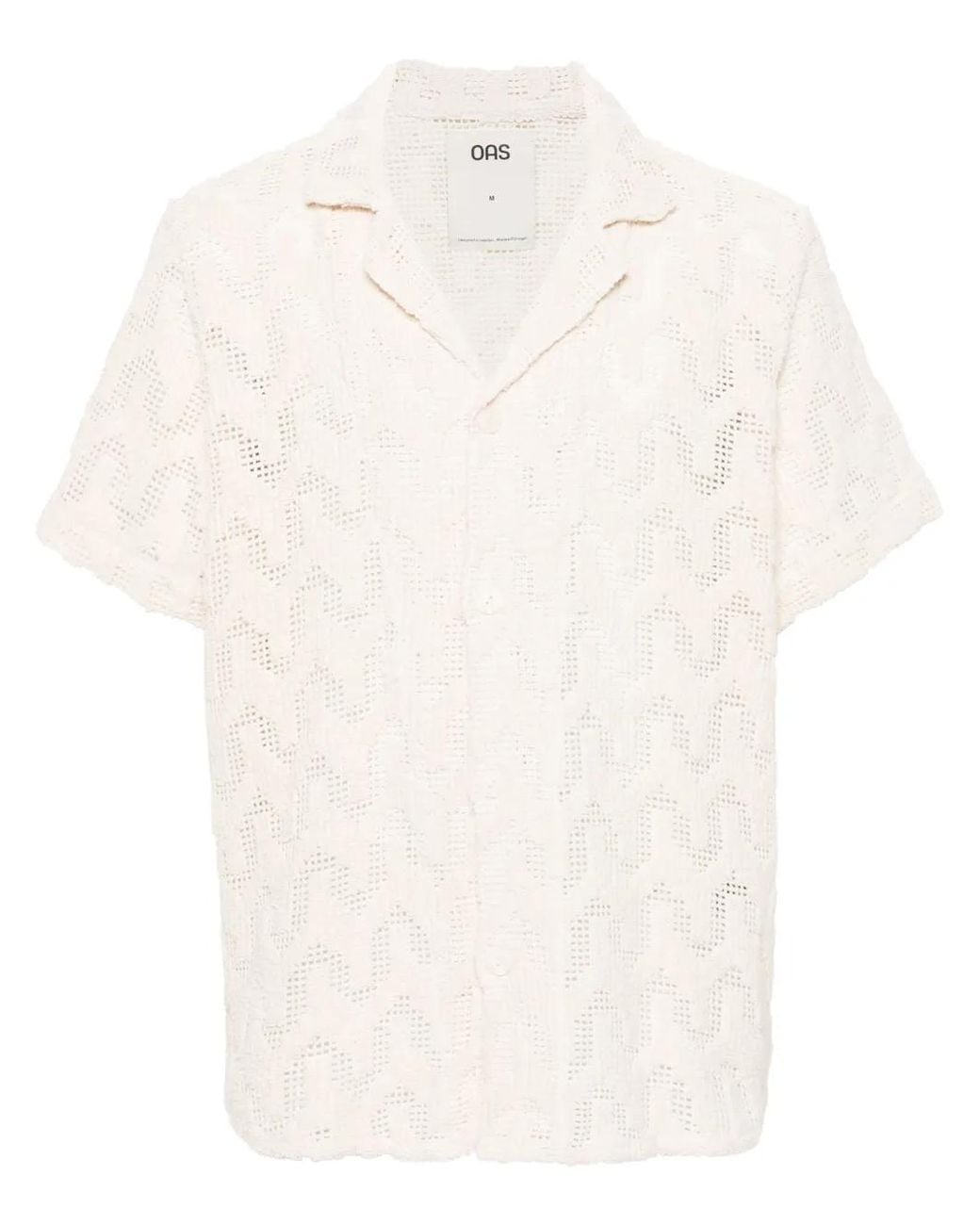 Oas White Atlas Cuba Crochet Shirt for men