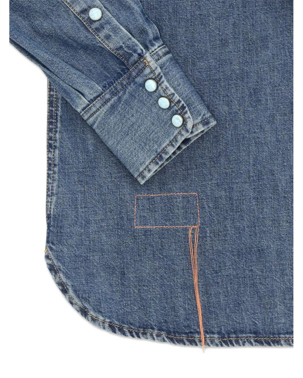 Fortela Blue Flap-Pocket Denim Shirt