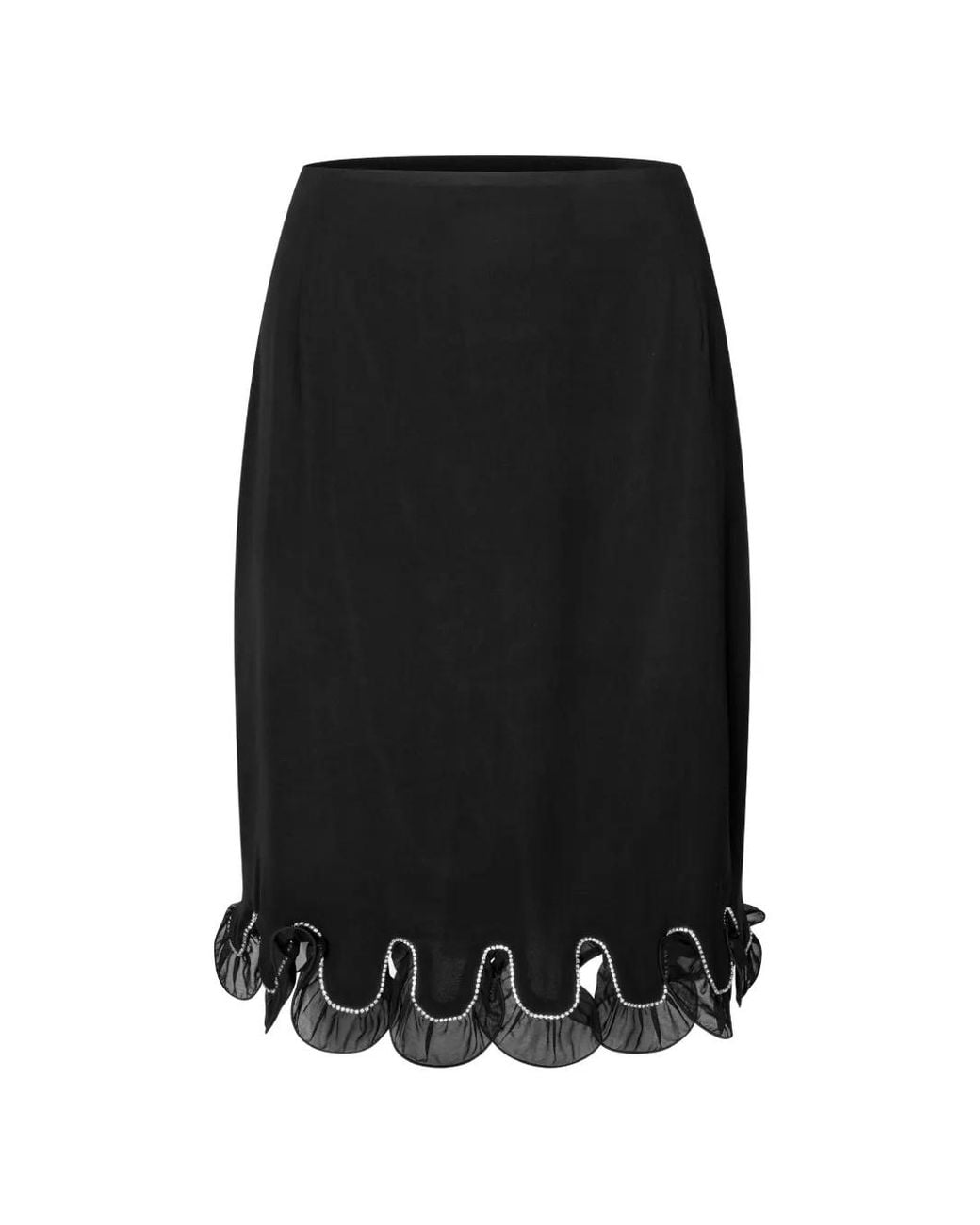 ROTATE BIRGER CHRISTENSEN Black Chiffon Ruffle Mini Skirt