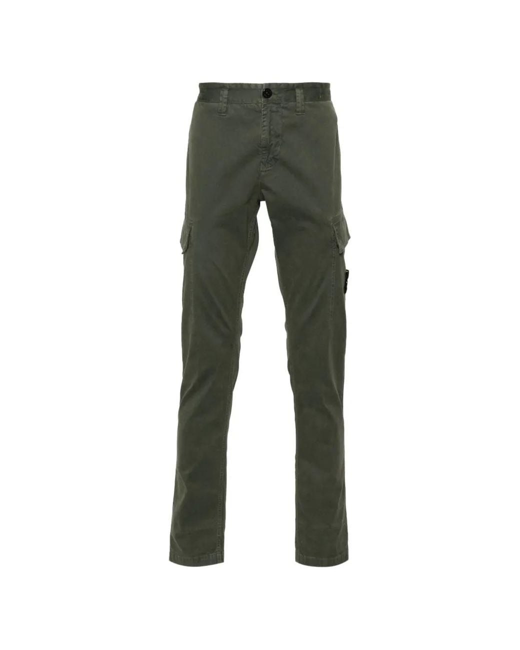 Stone Island Green Logo-Patch Cargo Pants for men