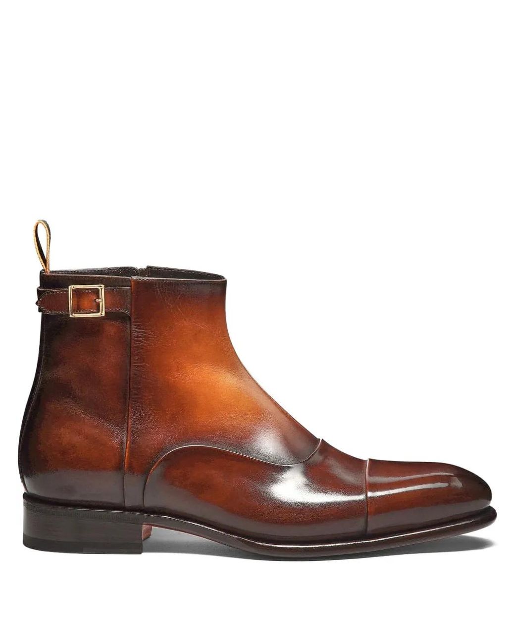 Santoni Brown Leather Zip-Up Boots for men