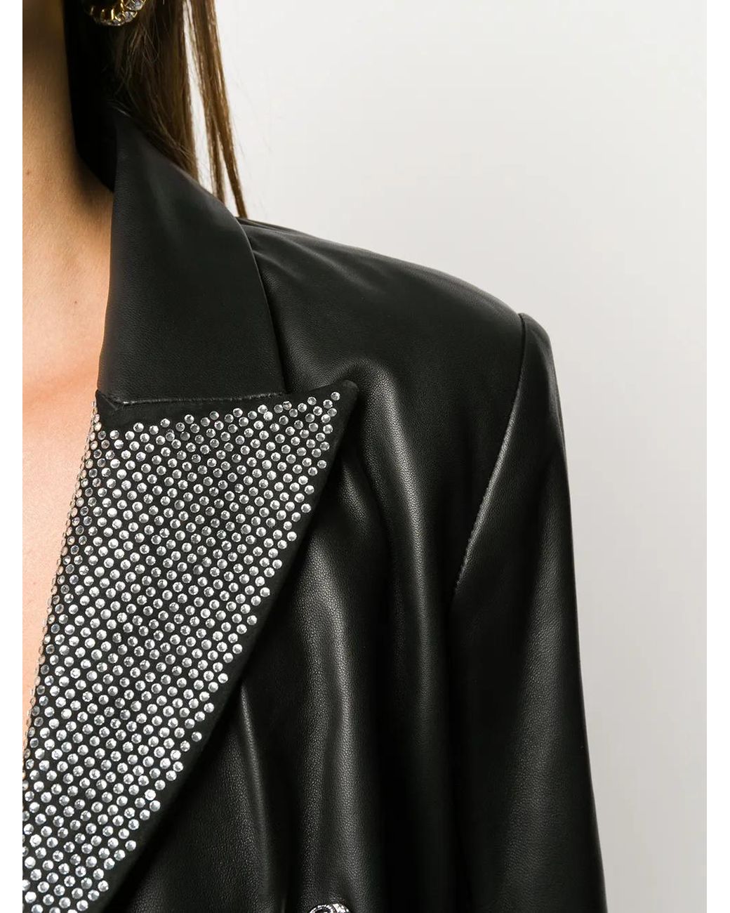 Philipp Plein Black Crystal-Embellished Double-Breasted Jacket