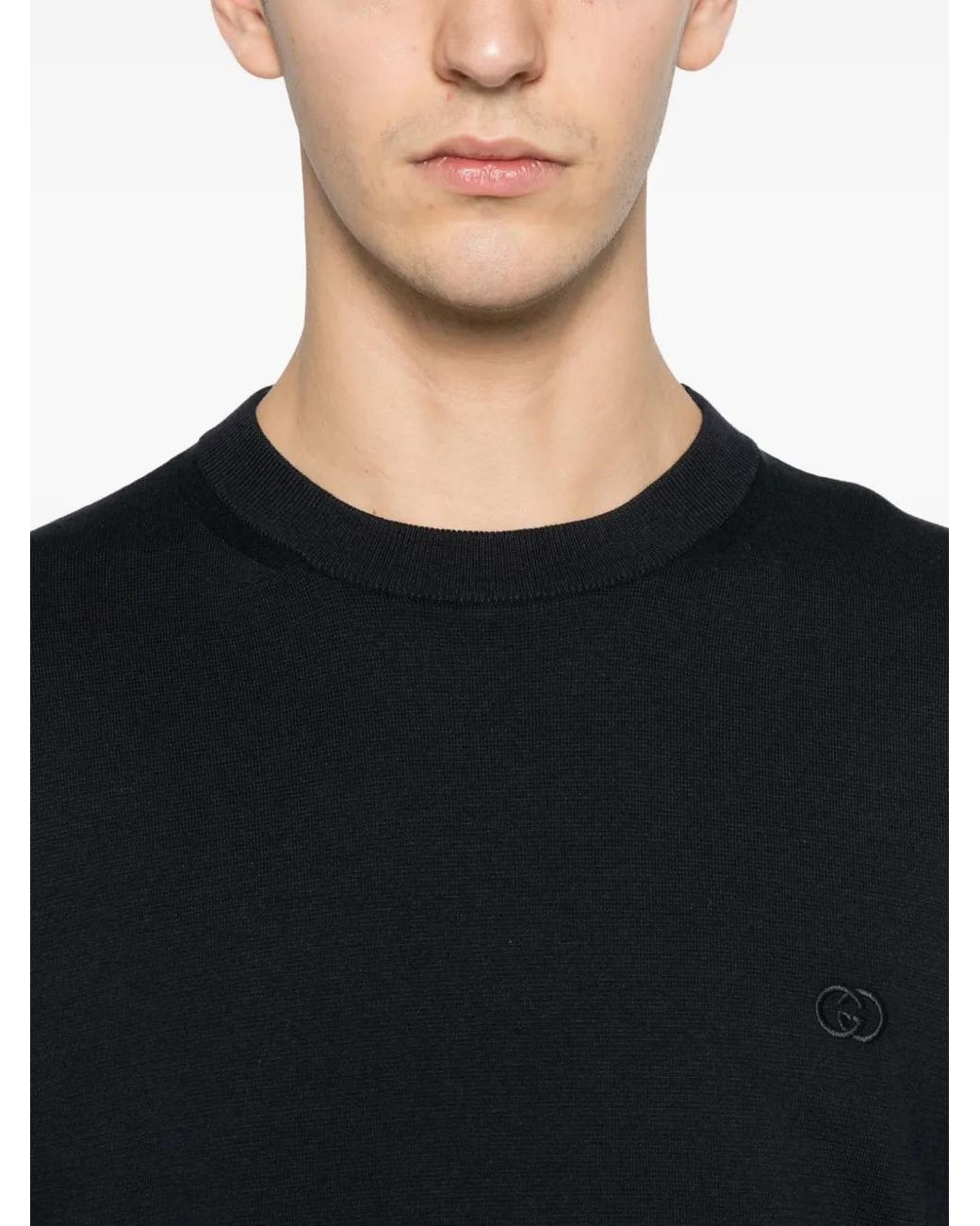 Gucci Black Silk Cotton T-Shirt With Embroidery for men