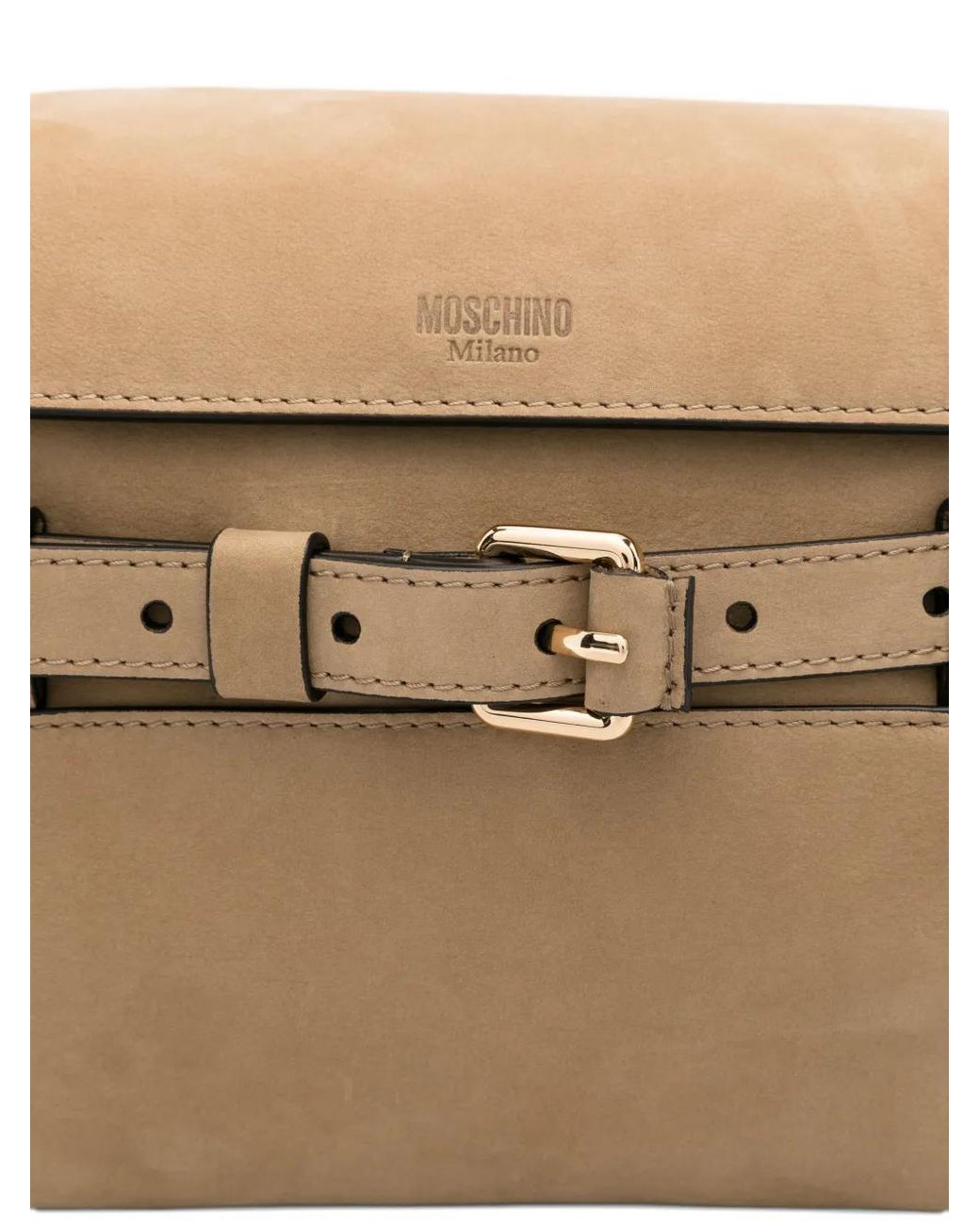 Moschino Natural Buckled Shoulder Bag
