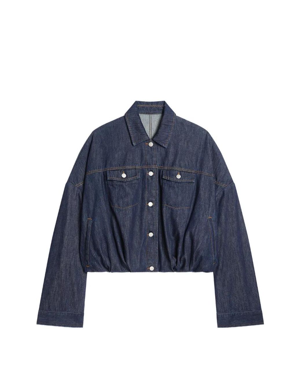 Dries Van Noten Gesmockt Denim Jack in het Blue