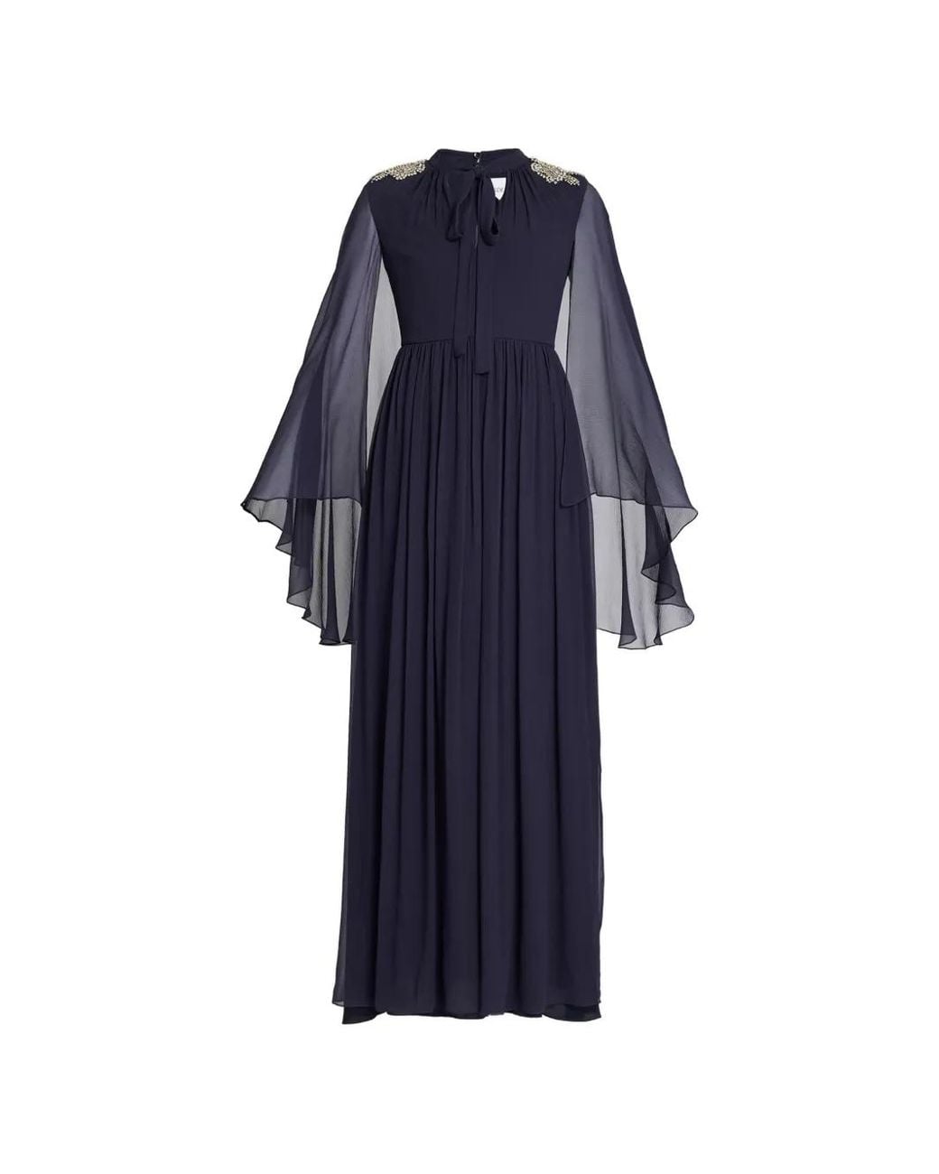 Erdem Blue Embellished Silk-Creponne Maxi Gown
