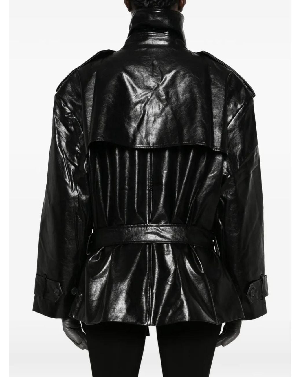 LA PISCINE Black Double-Breasted Belted Jacket