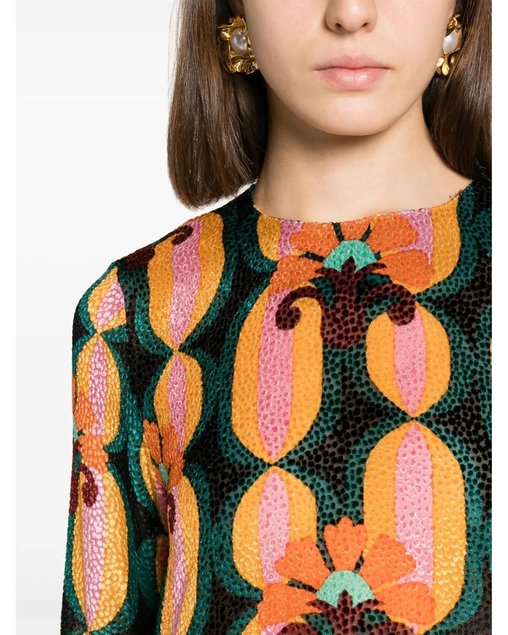 LaDoubleJ Metallic Long Sleeve Swing Dress