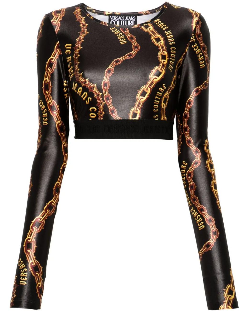 Versace Jeans Couture Black Chain Couture Crop Top