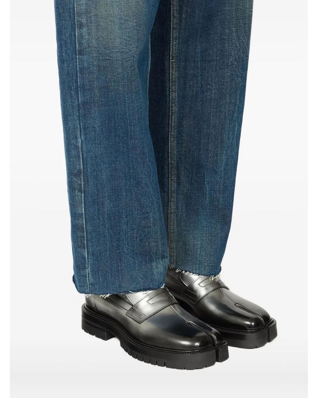 Maison Margiela Gray Tabi Leather Loafers for men