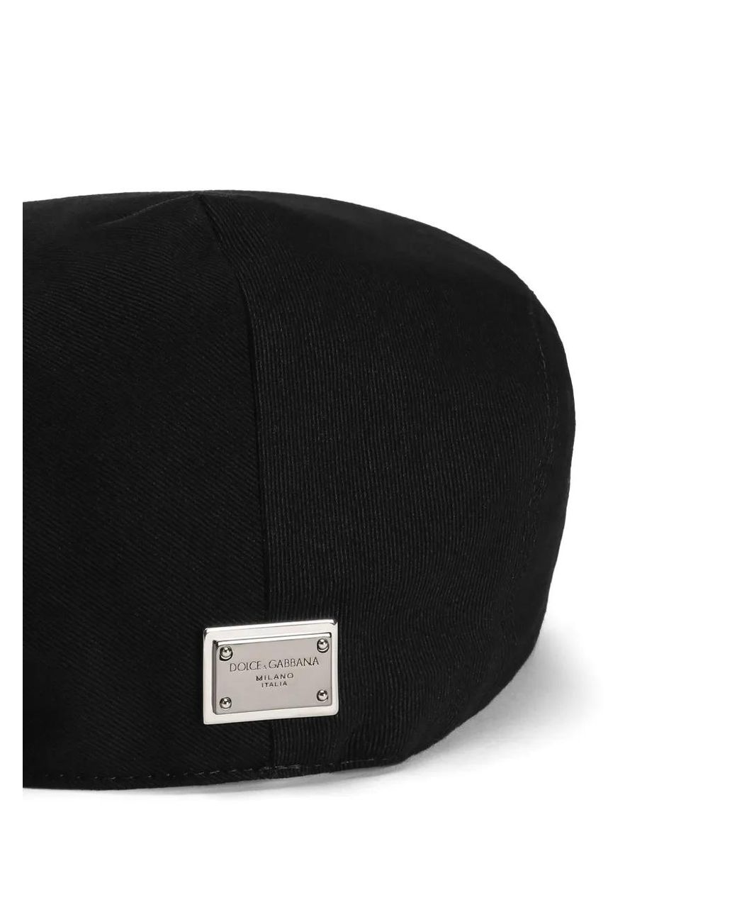 Dolce & Gabbana Black Cotton-Blend Flat Cap for men