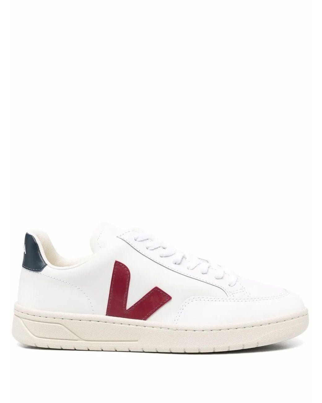 Veja White V-12 Leather Sneakers