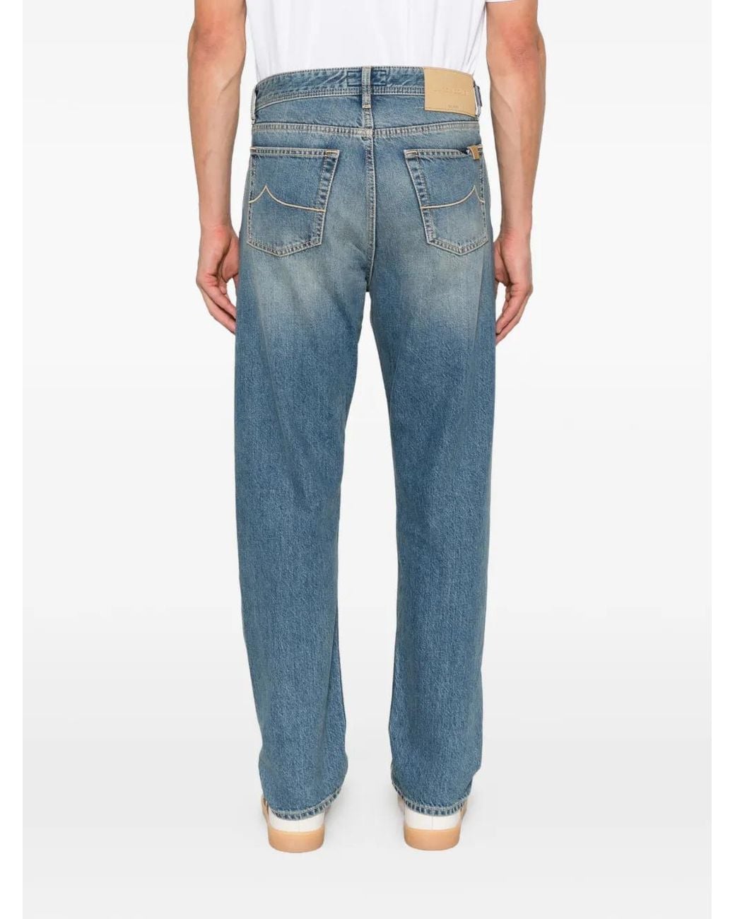 Jacob Cohen Blue Logo-Patch Straight-Leg Jeans for men