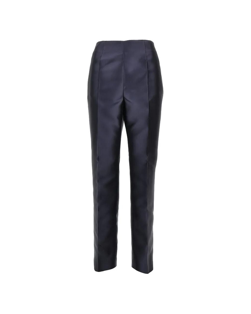 Alberta Ferretti Blue Satin-Finish Tailored Trousers