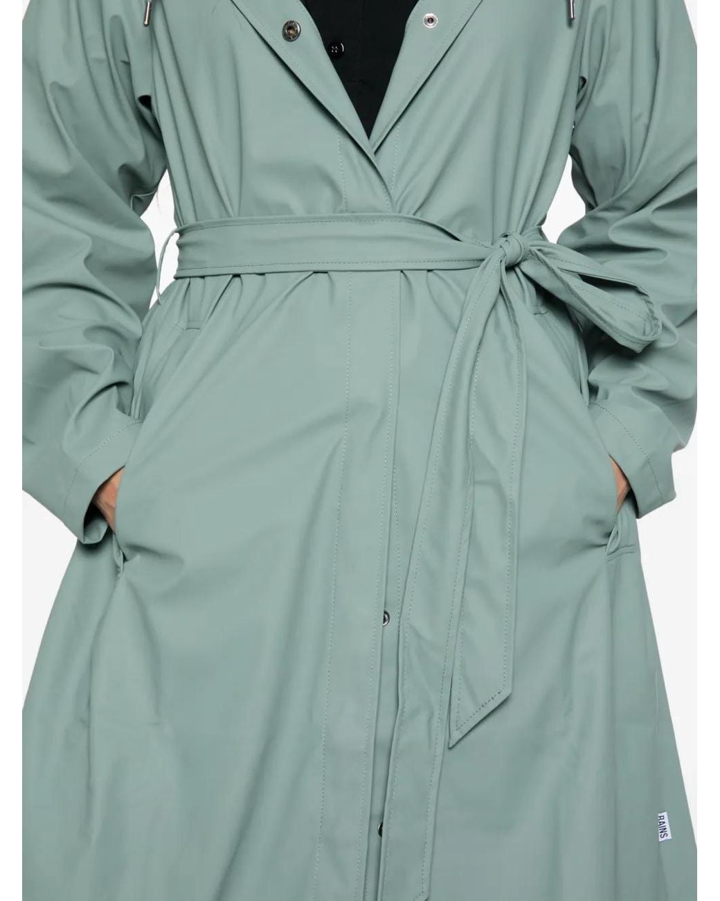 Rains Green A-Line Hooded Jacket