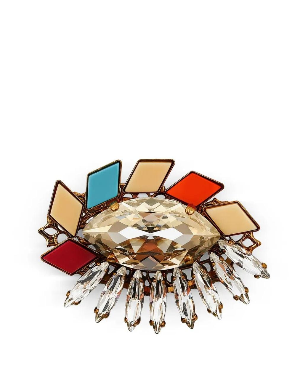 Anton Heunis White Crystal-Embellished Garnet Brooch