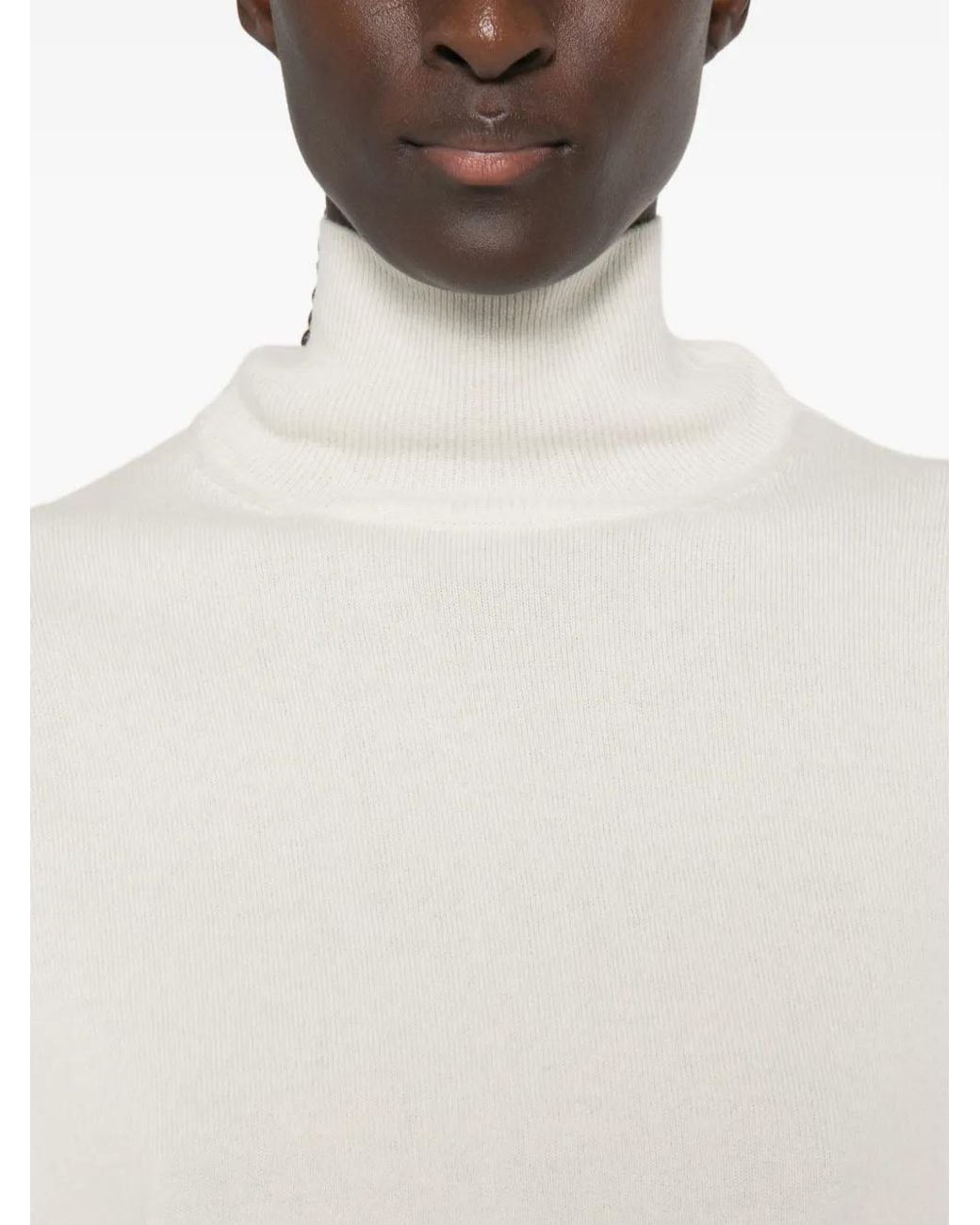 Malo White High-Neck Long-Sleeve Sweater
