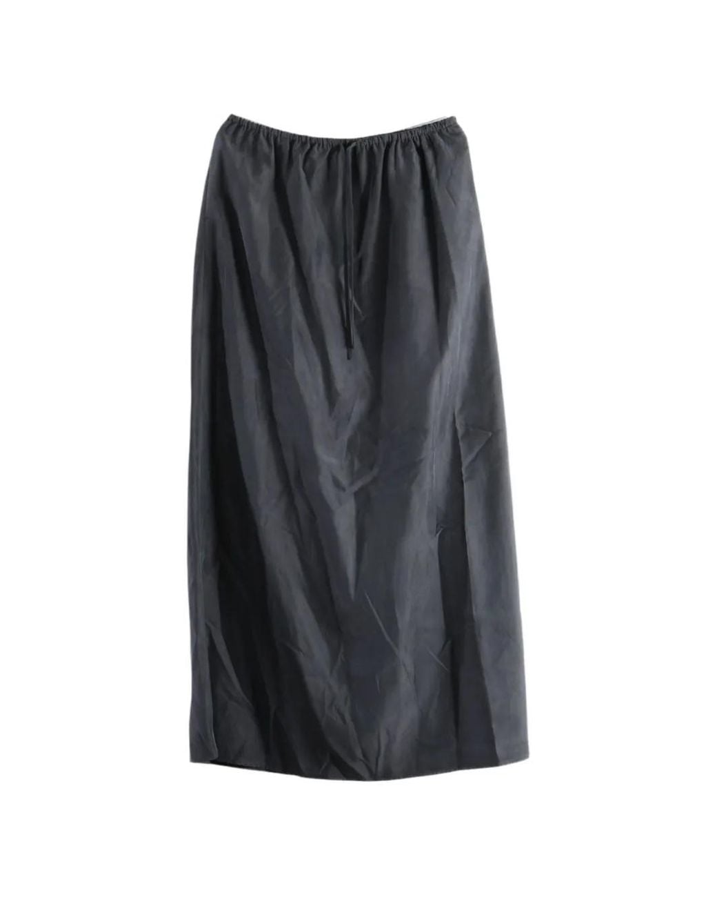 Amomento Black Crinkled Drawstring Maxi Skirt