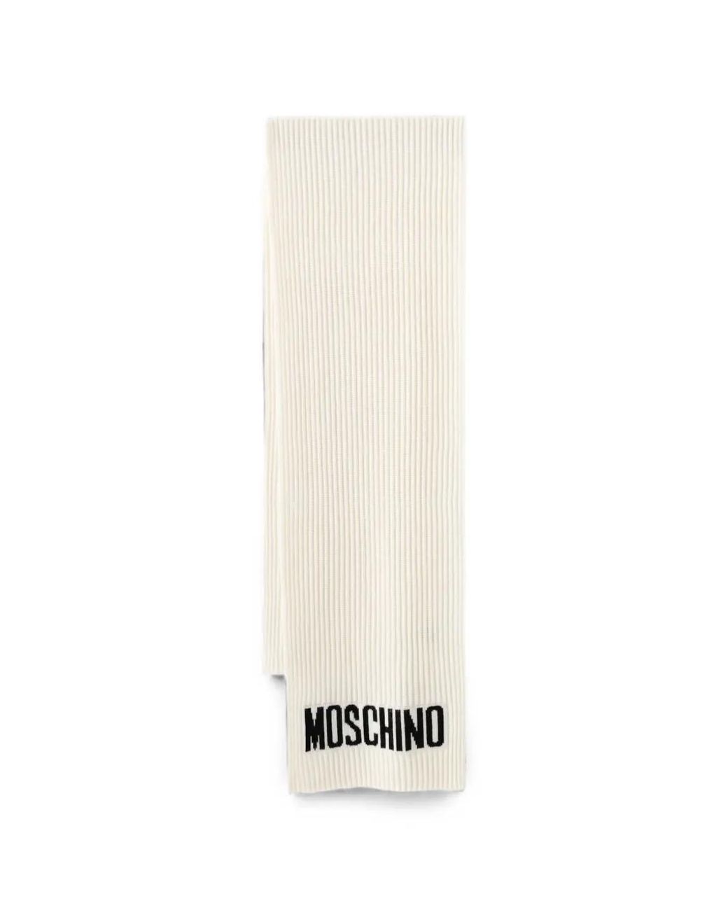 Moschino White Écharpe Nervurée À Logo En Intarsia for men