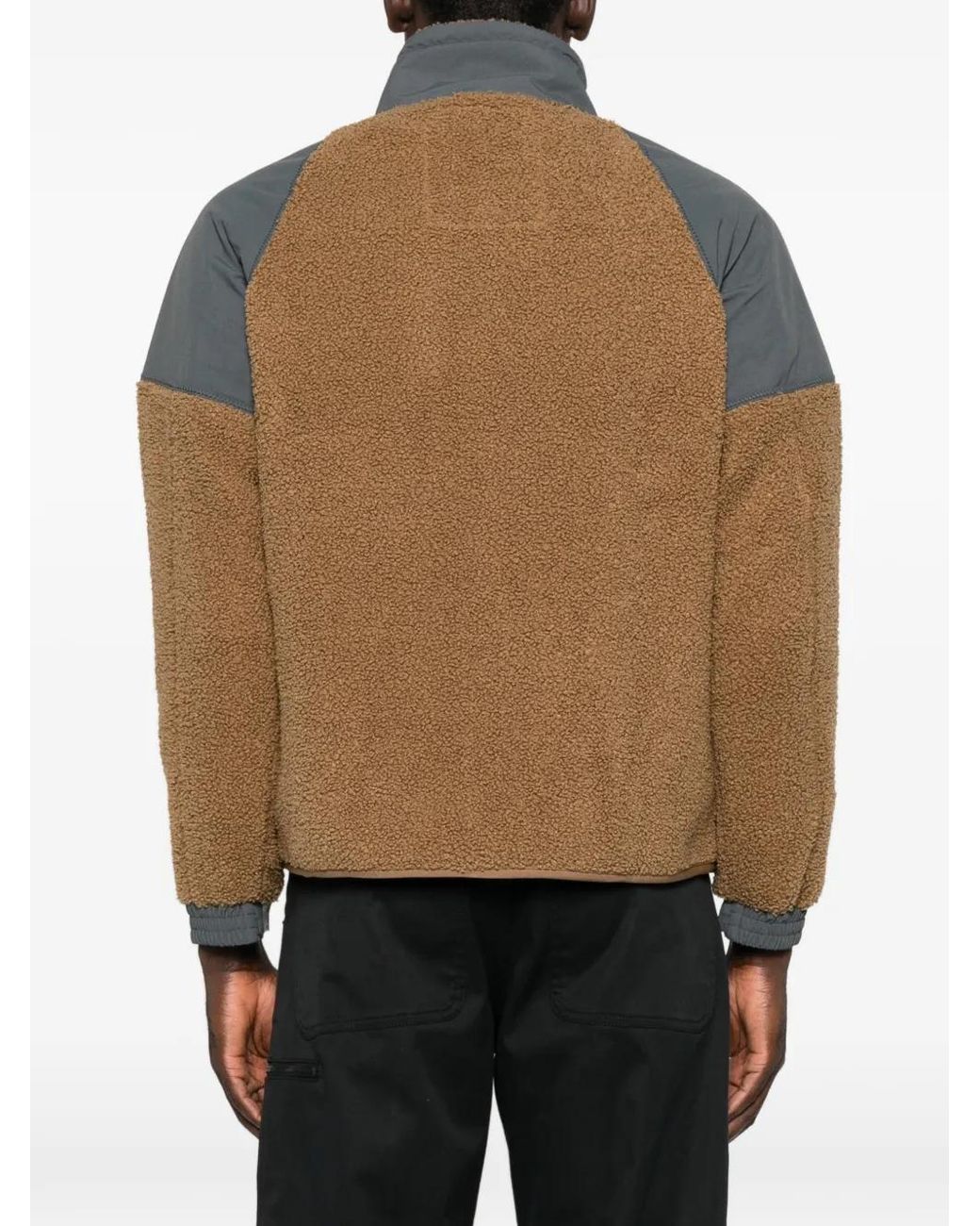 Murphy & Nye Brown Fleece-Texture Panelled Jacket for men