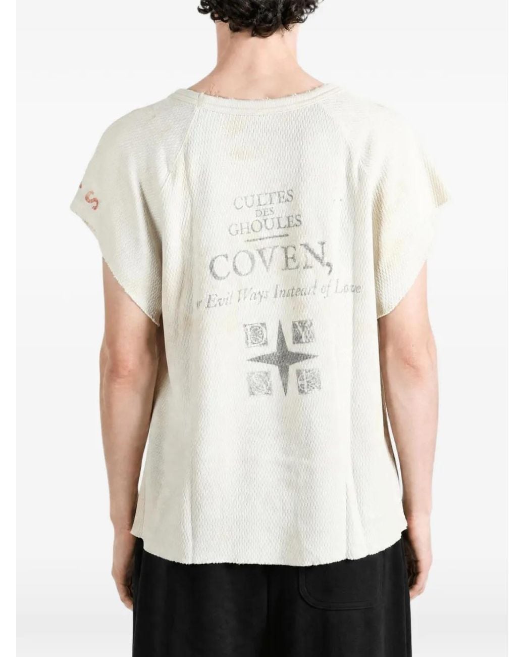 SAITOS White Waffle Mess Graphic-Print T-Shirt