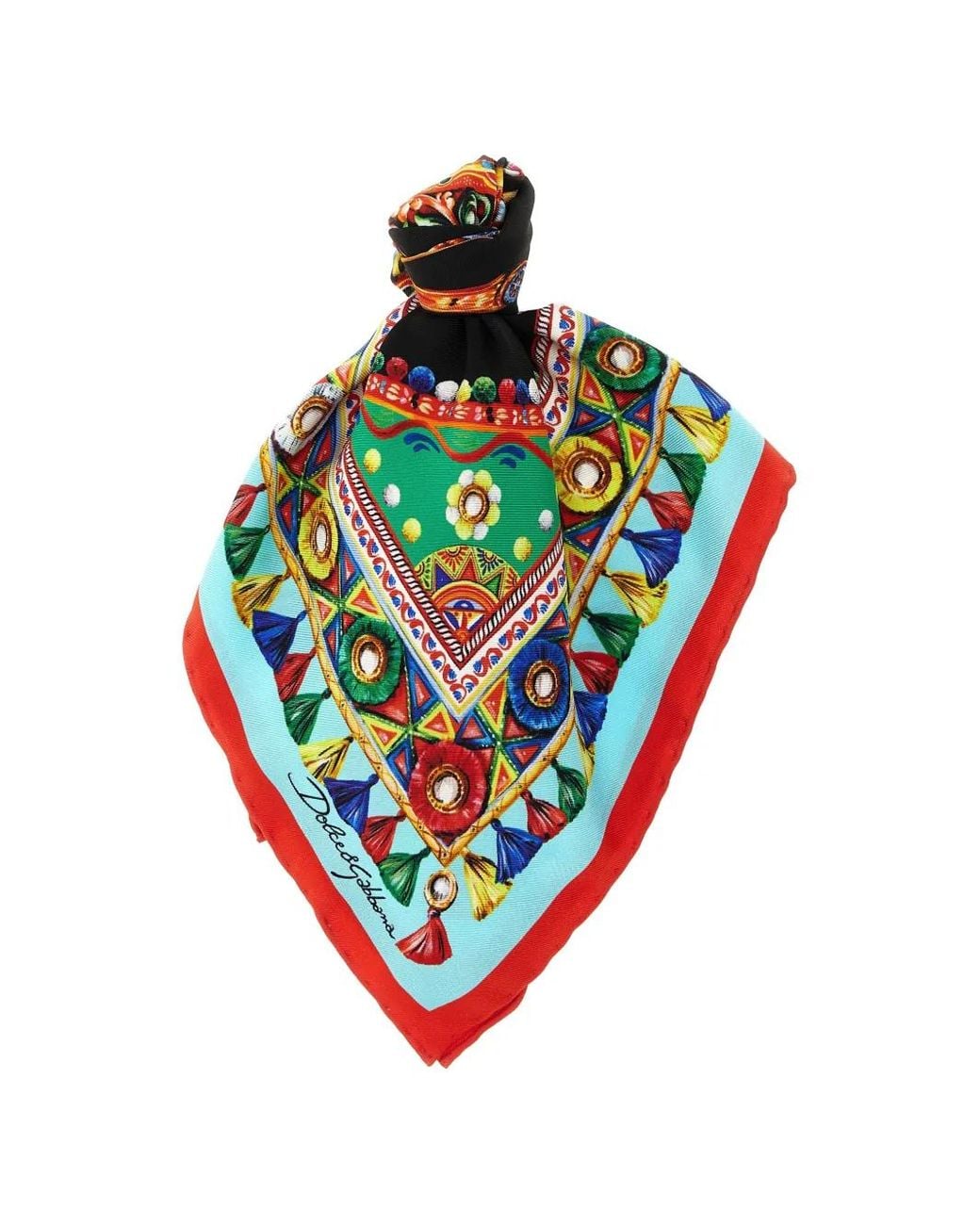 Dolce & Gabbana Red Carretto-Print Silk Scarf