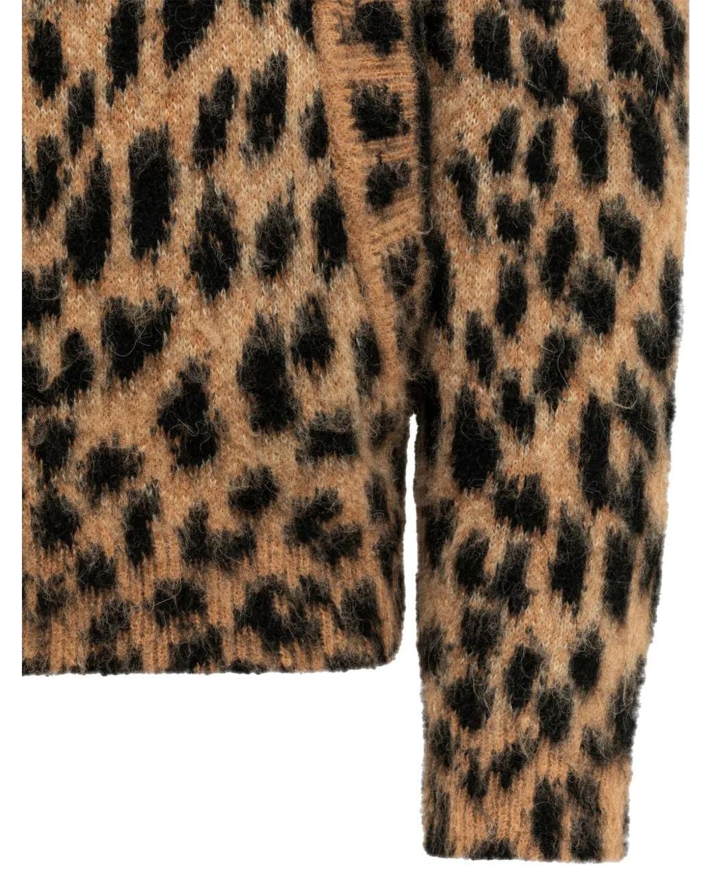 Laneus Brown Leopard-Print Knitted Jacket for men