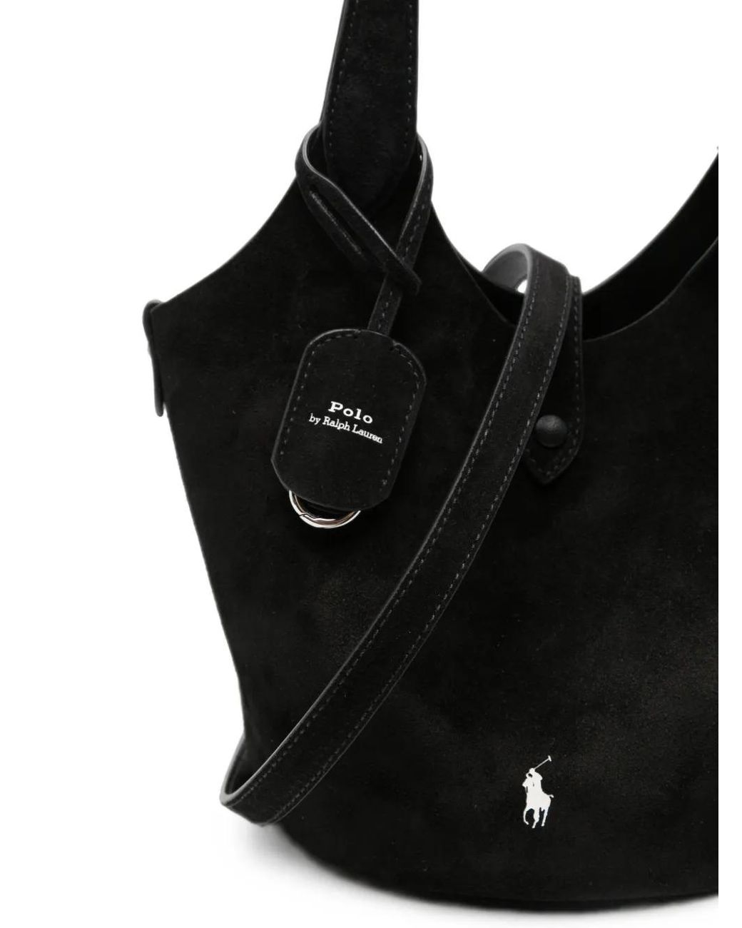 Polo Ralph Lauren Black Suede Tote Bag Calf