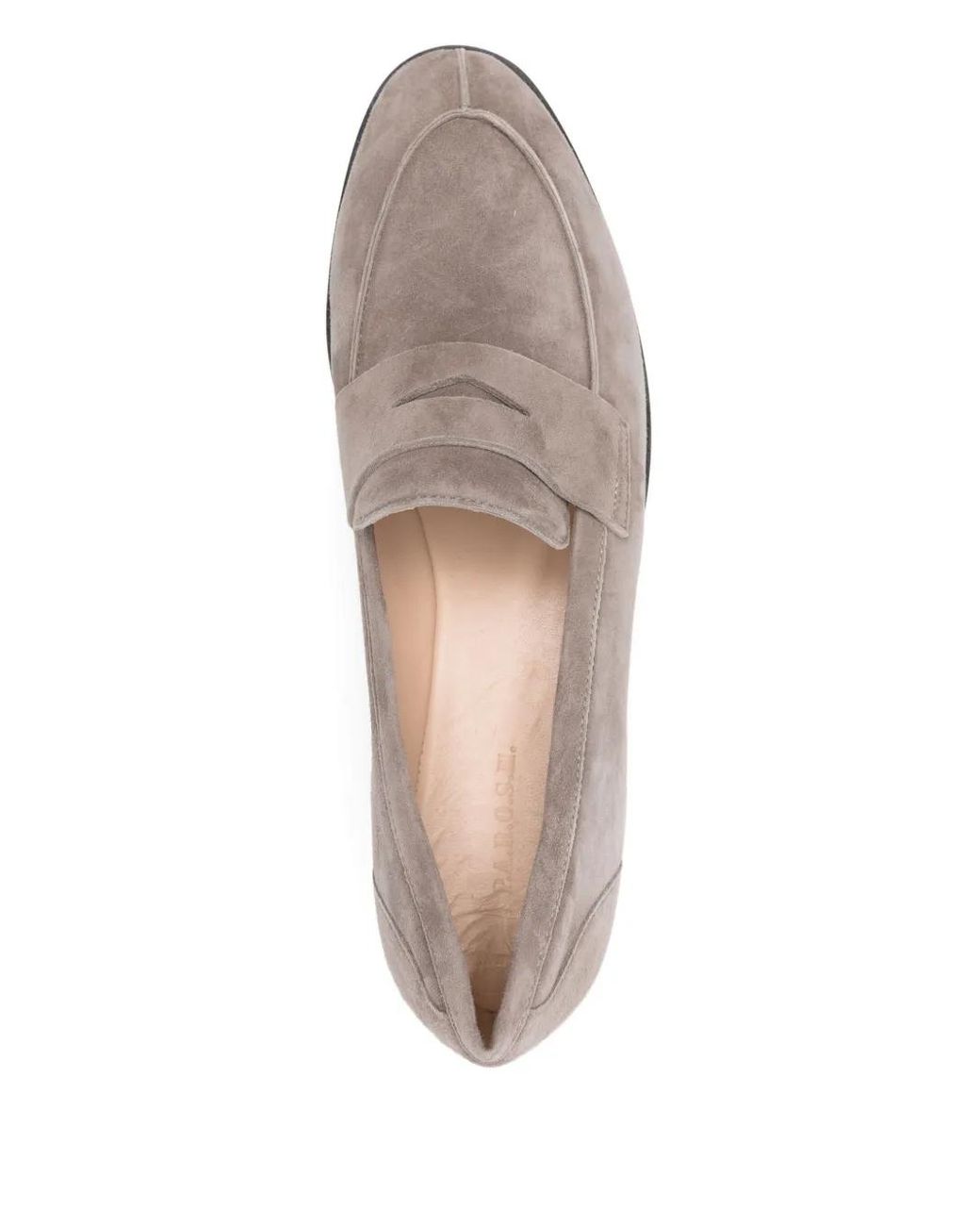 P.A.R.O.S.H. Natural Penny-Strap Suede Loafers
