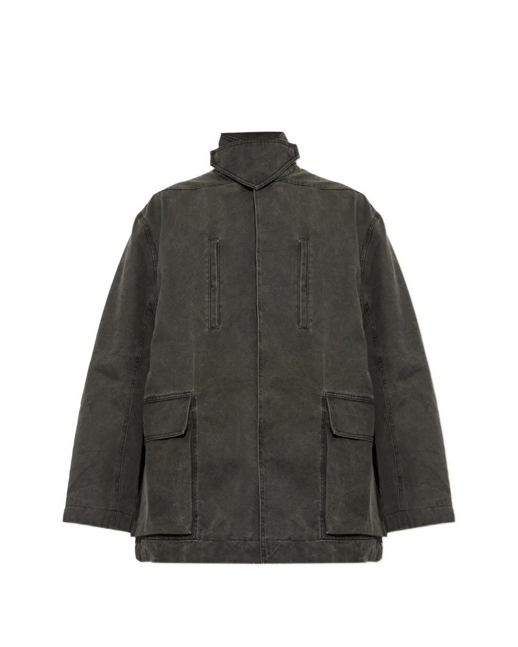 Rick Owens Gray Mac High-Neck Denim Jacket for men