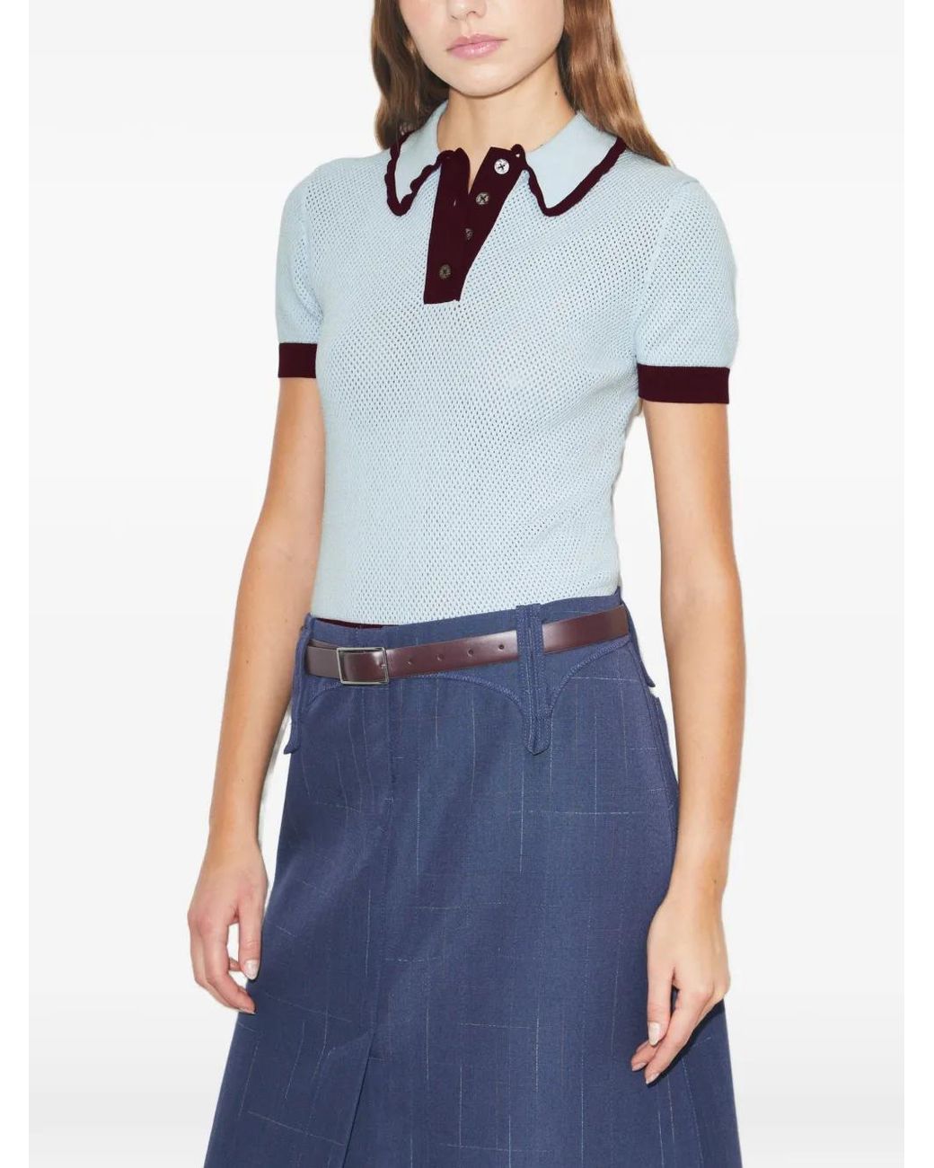 Tory Burch Blue Viacose Pointelle Sweater