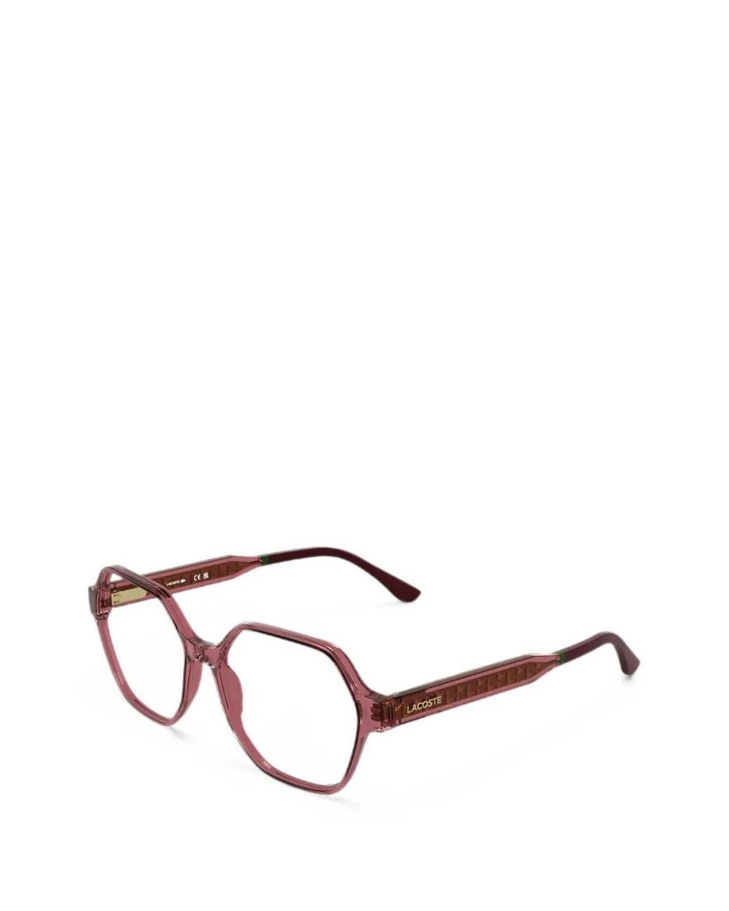 Lacoste Red Geometric-Frame Glasses