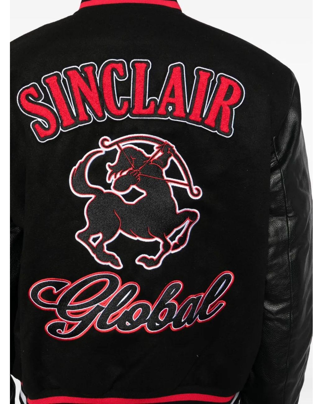 Sinclair Black Patch-Emblem Bomber Jacket for men