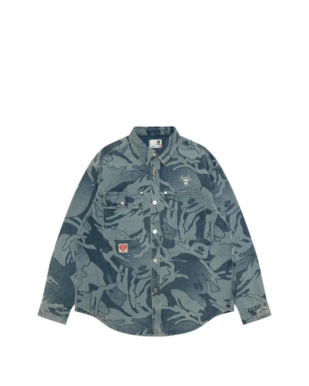 Aape By A Bathing Ape Blue Aapeunvs Buttoned Print Shirt for men