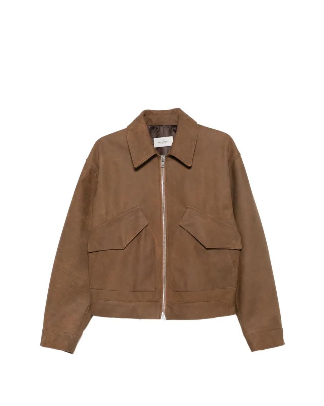 Second/Layer Brown Veste Revival Flight En Cuir for men