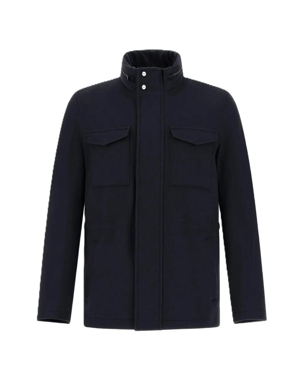 Herno Blue Wool-Cashmere Field Jacket for men