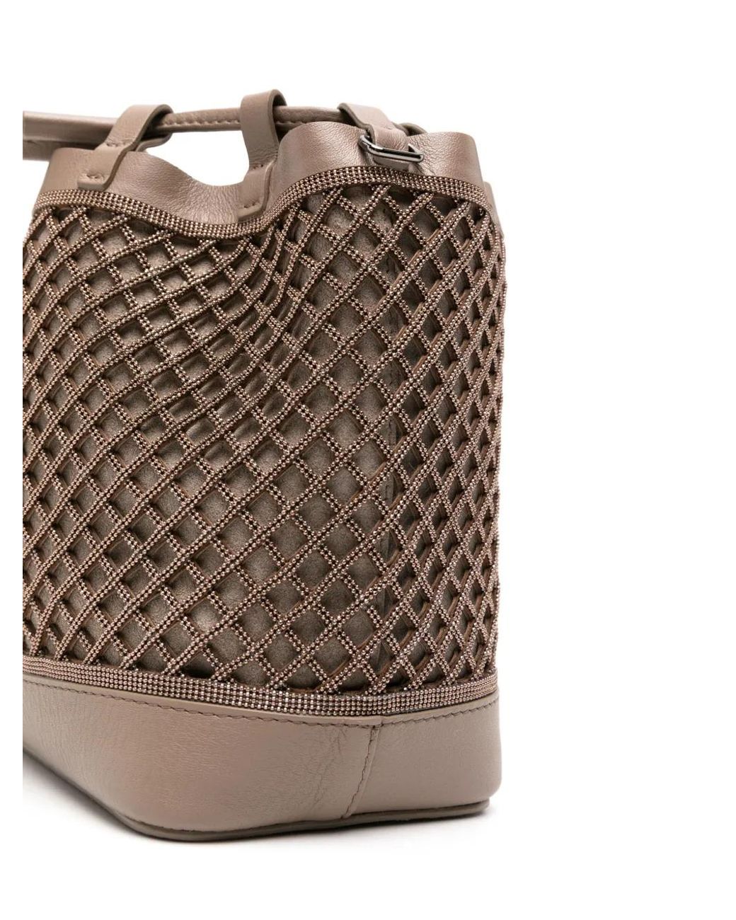 Brunello Cucinelli Brown Monilli-Chain Mesh Bucket Bag
