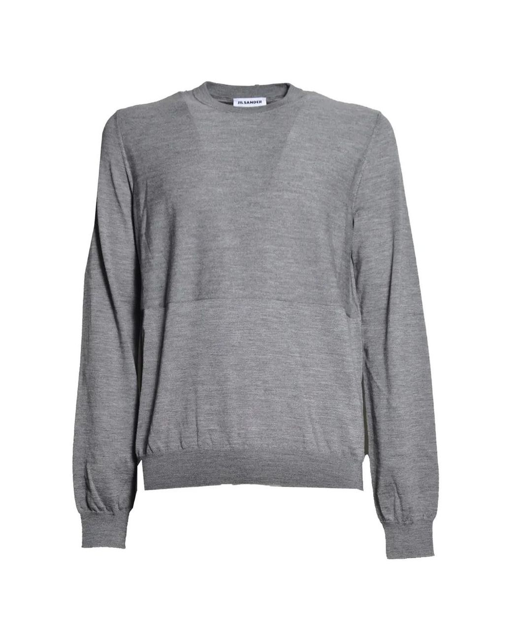 Jil Sander Gray Crew-Neck Ribbed-Trim Sweater for men