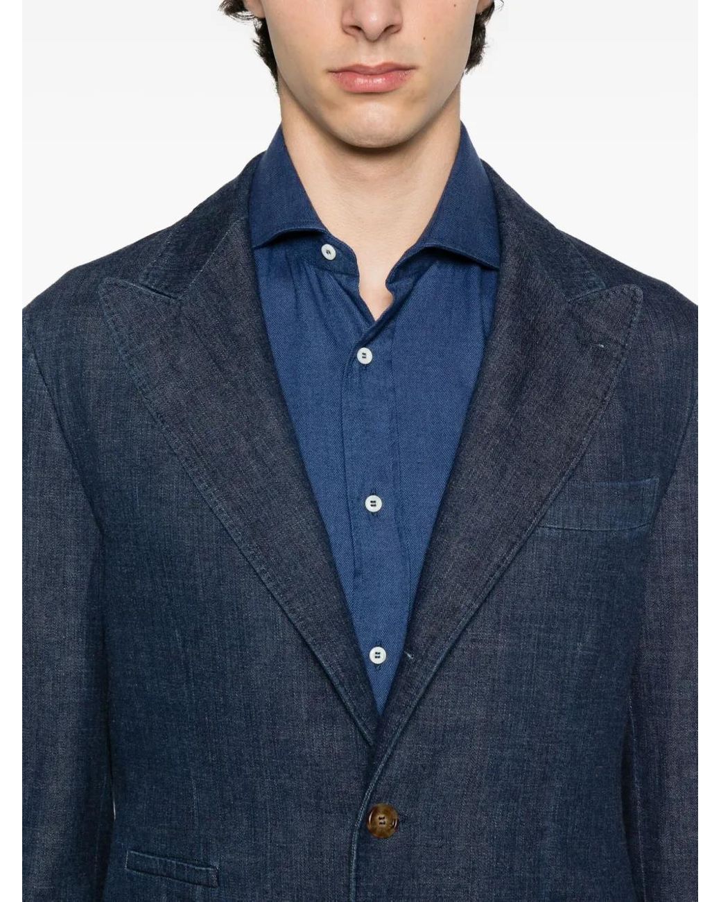 Brunello Cucinelli Blue 3 Buttons Jacket for men