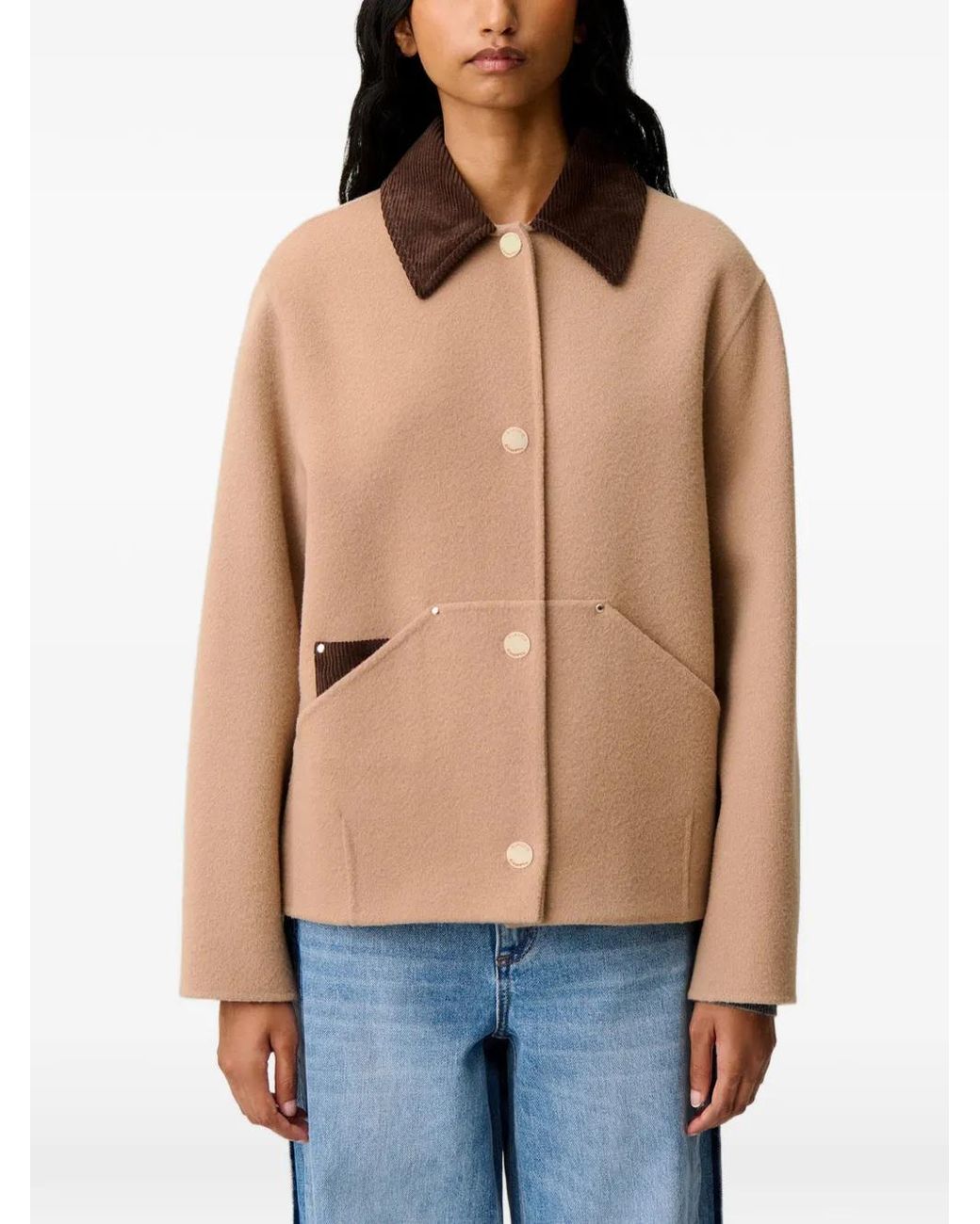 Claudie Pierlot Brown Veste À Col En Velours Côtelé